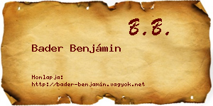 Bader Benjámin névjegykártya
